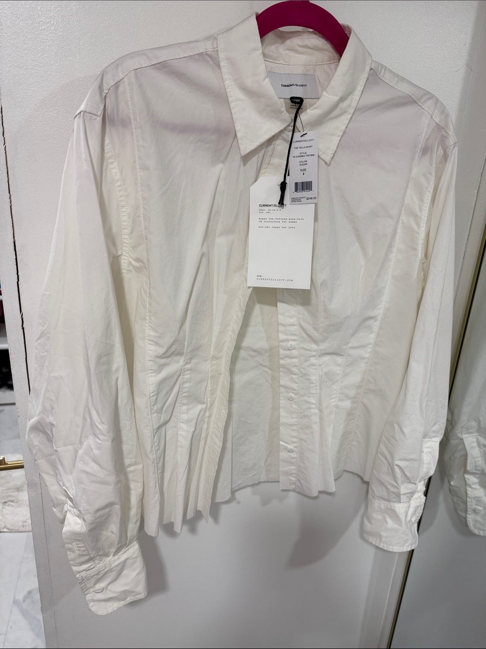 Current/Elliott Cream Button-Down Poplin Shirt